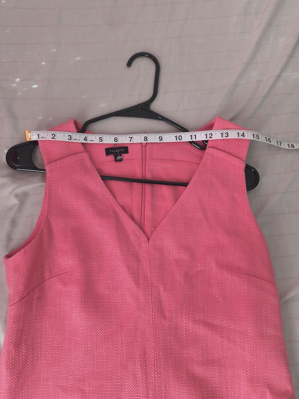 Talbots Pink Sleeveless V-Neck Midi Sheath Dress, Size 10 - Picture 6 of 10